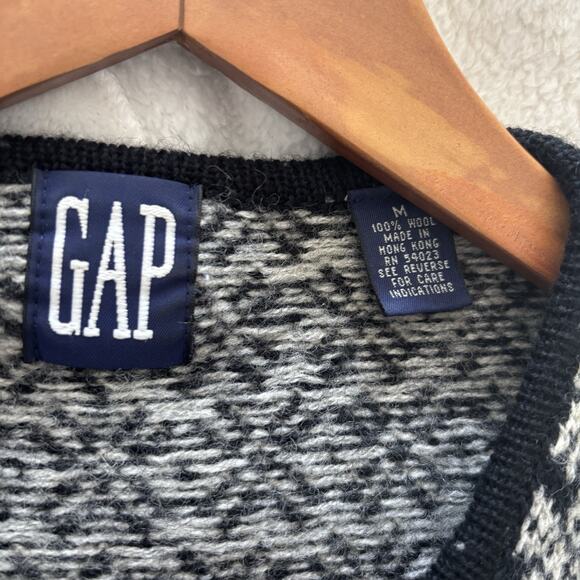 Vintage GAP Sweater Vest Womens M 90's Preppy Wool Silver Buttons Grandmacore - Picture 4 of 4